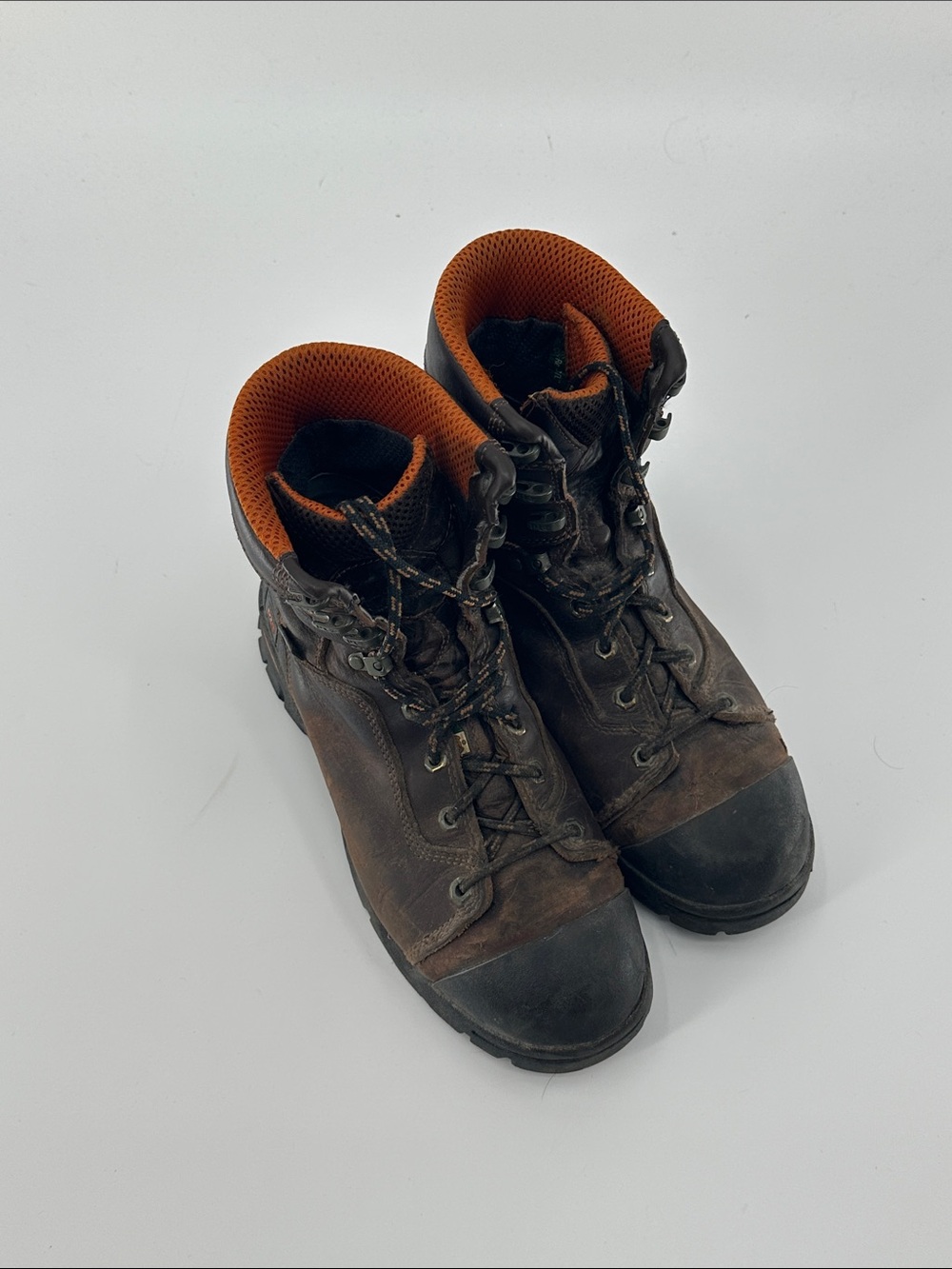 Timberland PRO Brown Work Boots with Orange Collar